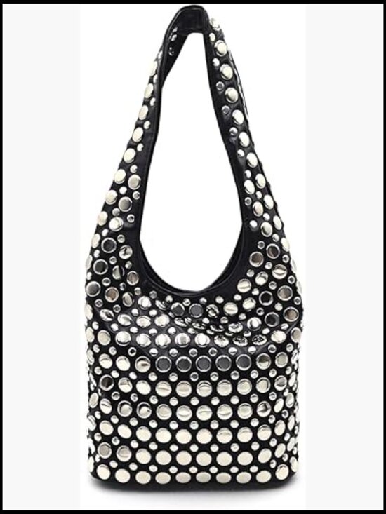 Handbags - Y2K Hobo Shoulder Bag Punk Studded Top Handle Tote Handbag Fall Trendy Purse